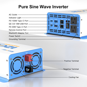 Onduleur à onde sinusoïdale pure 1000W 2000W 3000W 12V/24V DC à 110V/120V AC Logo personnalisé onduleur pleine puissance pour voiture RV camion - Product Image 5