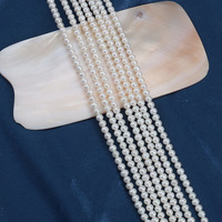 Perles d'eau douce naturelles semi-rondes de 3-4 mm à fort lustre, chaîne de perles brutes économique pour le bricolage, un fil d'environ 38-39 cm