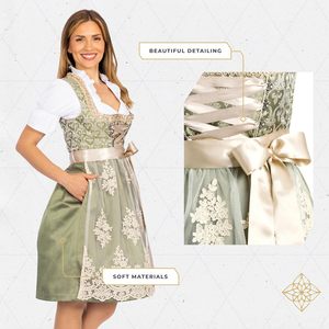 Vestido Dirndl Bávaro Personalizado para Mujer, Verde con Delantal, Traje Tradicional Alemán, Ropa para Oktoberfest - Product Image 6
