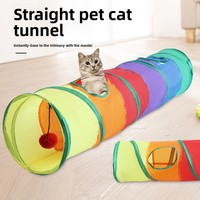 Tunnel pour chat pliable en polyester, écologique et durable, style classique, petit modèle, pour l'exercice et le jeu interactif, motif arc-en-ciel