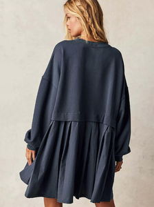 Abito da donna in <span class=keywords><strong>felpa</strong></span>, <span class=keywords><strong>vestito</strong></span> mini plissettato ampio con maniche a lanterna - Product Image 5