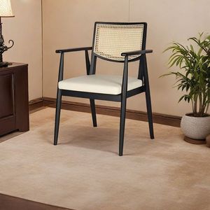 Chaise en <span class=keywords><strong>osier</strong></span> nordique en bois massif, chaise de loisirs de <span class=keywords><strong>bureau</strong></span> avec dossier, chaise de salle à manger simple pour maison d'hôtes - Product Image 2
