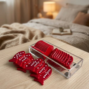 Jeu de dominos rouges en forme de poisson avec plateau de rangement en acrylique pour jeu de table en intérieur - Product Image 1
