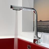 Robinet de cuisine monocommande moderne et minimaliste en acier inoxydable gris bronze allemand, à montage sur plan, avec bec extractible et rotatif, finition brossée