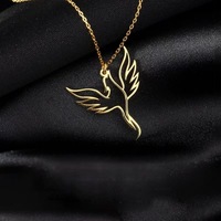 Collier en acier inoxydable Ailes d'ange plaqué rhodium, bijou unisexe tendance en forme d'animal, accessoire de mode élégant et stylé