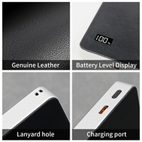 Batterie externe ultra-fine en cuir véritable avec chargeur magnétique sans fil et écran LED – Fabrication OEM