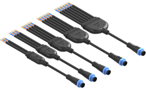 메인 2x1.0 사각형 고무 소켓 브랜치가있는 Y 형 라인 2x0.75 사각형 IP67 나일론 몰딩 커넥터 제품 카테고리 커넥터 - Product Image 2