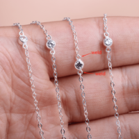 Chaîne Câble Or Rempli 14K 1,5 MM avec Perles Décoratives et Bélières Rondes 4 MM en Zircon, pour Collier, Bracelet et Fabrication de Bijoux DIY