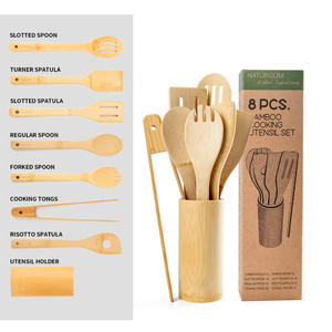 مجرفة خيزران بتصميم حديث لوازم المطبخ مع شوك وملاعق أوانِ لأدوات المطبخ - Product Image 3