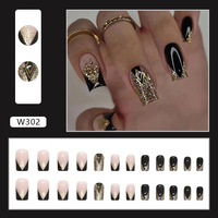 Kit d'ongles français artificiels réutilisables en ABS, courts à moyens, couvrance totale, pré-dessinés, à poser soi-même, décoratifs avec strass, faciles à appliquer