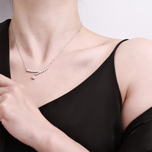 Collar de Plata de Ley S925 con Barra <span class=keywords><strong>Curva</strong></span> y Moissanita para Mujer, Joyería Brillante para Fiesta, Boda, Aniversario - Product Image 4