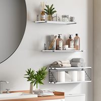 Étagère murale en bois 3+1 pour salle de bain, au-dessus des toilettes, style moderne, ensemble d'étagères flottantes pour la maison