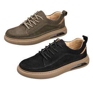 Chaussures bateau en cuir pour hommes, bout rond, à lacets, semelle intermédiaire confortable en EVA, semelle extérieure en caoutchouc, toutes saisons, couleur unie - Product Image 4