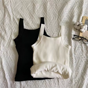 Camisole côtelée doublée polaire pour <span class=keywords><strong>femme</strong></span>, débardeur thermique chaud, logo personnalisé, faible MOQ, directement de l'usine - Product Image 4