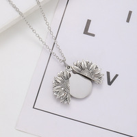 Collier pendentif en acier inoxydable motif tournesol avec chaîne en bambou, forme de fleur, unisexe, cadeau de vacances, bijoux