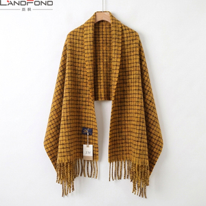 Écharpe pour femme Landfond, nouvelle collection coréenne à motif <span class=keywords><strong>pied</strong></span>-<span class=keywords><strong>de</strong></span>-<span class=keywords><strong>poule</strong></span>, châle long <span class=keywords><strong>de</strong></span> luxe en polyester respirant imprimé, étole chaude pour l'hiver - Product Image 6