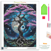 Kits de peinture diamant 5D Chenistory Space Tree pour adultes, décoration murale pour la maison, tableaux décoratifs, paysage, diamants ronds complets, moderne