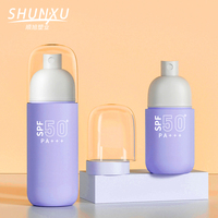 Emballage de bouteille de crème solaire teinté de marque privée personnalisée 50ml 80ml mini bouteille de pompe de pulvérisation de lotion pour le corps en plastique cosmétiques