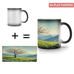Mug classique Slim Body 11oz en céramique, tasse à thé et à café changeant de couleur à la chaleur - Product Image 4
