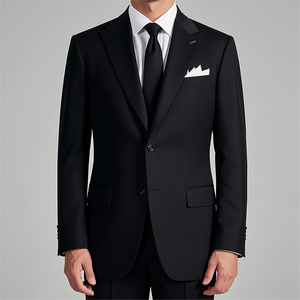 ジャケットを測定するために作られたモダンなソリッドオートクチュール黒スーツジャケット男性のビジネスイタリアの高級スーツ - Product Image 1