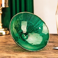 Assiettes de présentation rondes en verre côtelées colorées personnalisées pour mariage, avec base, pour fruits secs