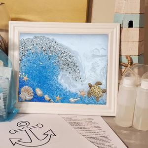 Vendita calda cornice quadrata a conchiglia per foto artigianato paesaggio naturale decorazione per la casa lucida tecnica fai da te realizzata in resistente materiale a conchiglia - Product Image 2