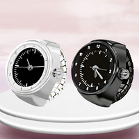 Mode Anneau Montre Petit Doigt Montre Anneau Cadran Quartz Élastique Bracelet En Acier Marque Noir Cuisson Peinture Mini Anneau Montres