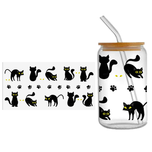Cat 16oz libey vetro può Tumbler UV DTF adesivo avvolgente impermeabile resistente ai graffi freddo sublimazione Design Transfer - Product Image 4