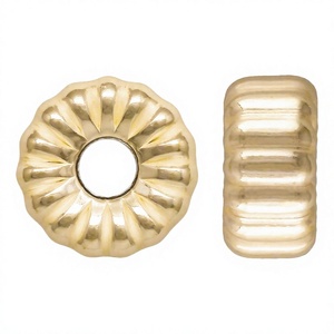 YIMI MZ32-003 Vintage Corrugated Rondelle Beads Sterling Silver 14K Gold Filled for Permanent Jewelry Making <b>Spacer</b> - Product Image 3