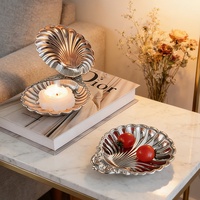 Plat à beurre en acier inoxydable en forme de coquille, plats de service vintage, assiette décorative, assiette à gâteau, assiette à collation, bijoux
