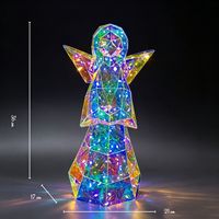 Figura Decorativa de Ángel Navideño LED Hecha a Mano, Luz de Ángel Iridiscente con Conexión USB para Repisa de Chimenea, Centro de Mesa, Ventana Navideña