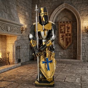 Armadura de Caballero Medieval de Metal Negro y Dorado, Traje Completo de Armadura Corporal 3D, Conjunto de Disfraz para Adultos - Product Image 3