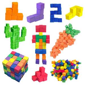 Bloques de Construcción Educativos de EVA de Colores Surtidos Unisex, Juego de Inicio de Rompecabezas, Cubos Adhesivos de Espuma Plástica Duradera, 50 Piezas - Product Image 5