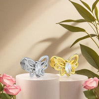 Getta Nouvelle Arrivée Titane Boucle d'Oreille Piercing Bijoux Papillon Mignon avec Fil Interne Zircon ASTM F136 Anneau à Lèvres pour Mariage