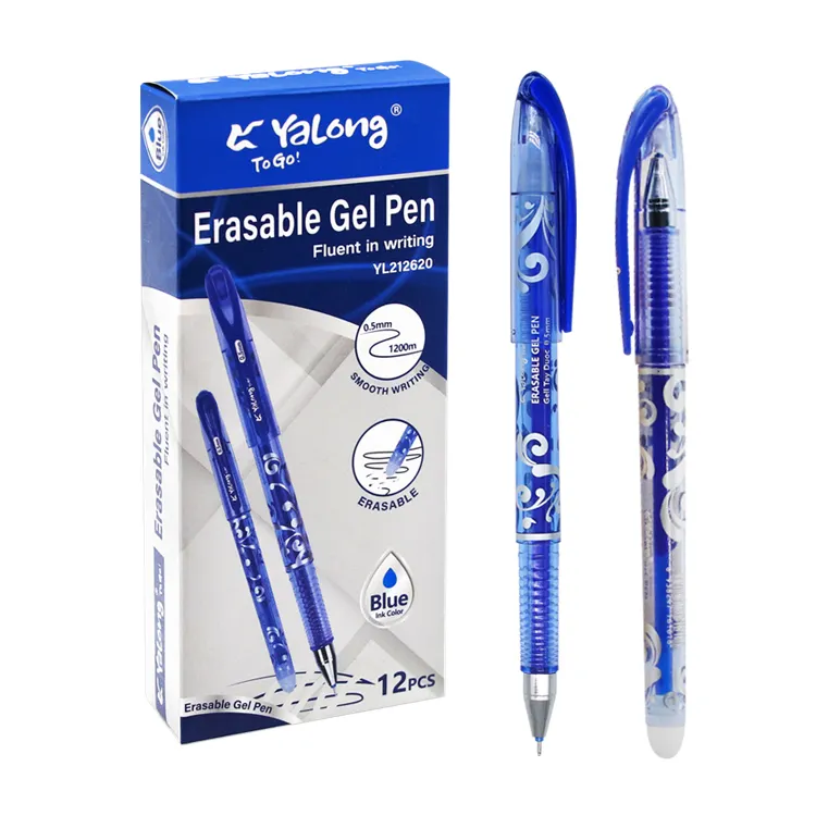 Yalong Classic Erasable Ink Ballpoint Pen With Eraser, Creative Little Rubbing Head Erasable Pen