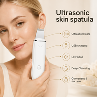 Esfoliador Facial Ultrassônico Portátil, Espátula para Limpeza de Pele, Removedor de Cravos, Limpador de Poros, Esfoliador Facial Sônico