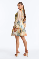 Robe Courte Décontractée à Manches Longues et Col en V Imprimé Floral Respirante pour Femmes Rondes, Taille Élastique, Étages Superposés, Idéale pour Soirées et Cérémonies, ODM