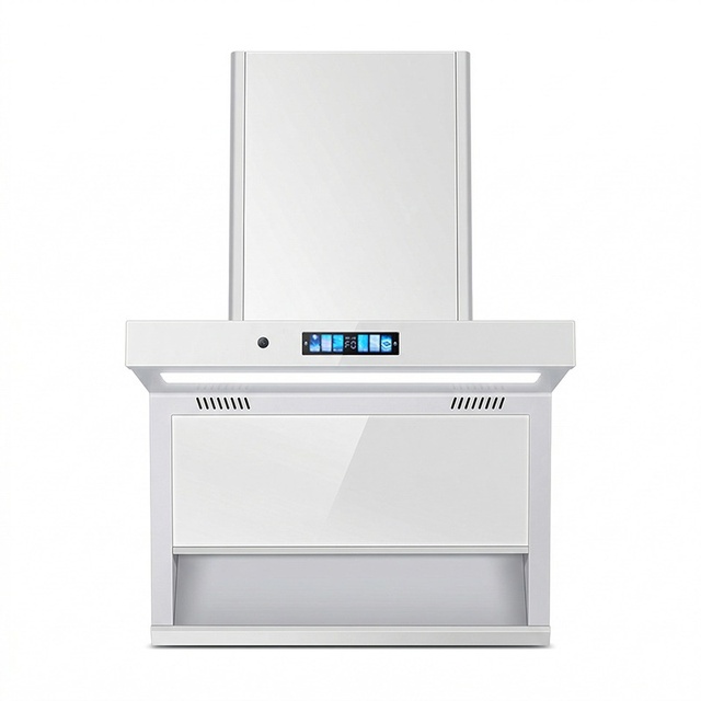 Exclusive 700/800mm Foreign Trade English-Style 7-Shaped White Range Hood Kitchen Extractor Fan Touch Control Dual Suction 200W+
