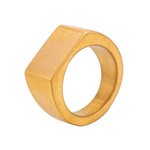 yunnique Men's Geometric Gold Plated Square Wide <b>Ring</b> Frosted <b>Titanium</b> Steel Bold Minimalist Design Gift Jewelry - Product Image 5