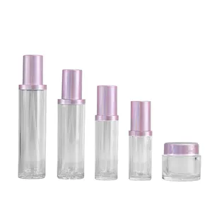 Clear cosmetic packaging bottle 100ml screen printing cosmetic skincare packaging with Magic powder lid for cosmetic packaging
