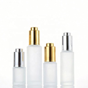 Wholesale 30ml 50ml Frosted Round Shape Cosmetics <b>Dropper</b> Glass <b>Bottle</b> with Silver Cap for Skincare - Product Image 3