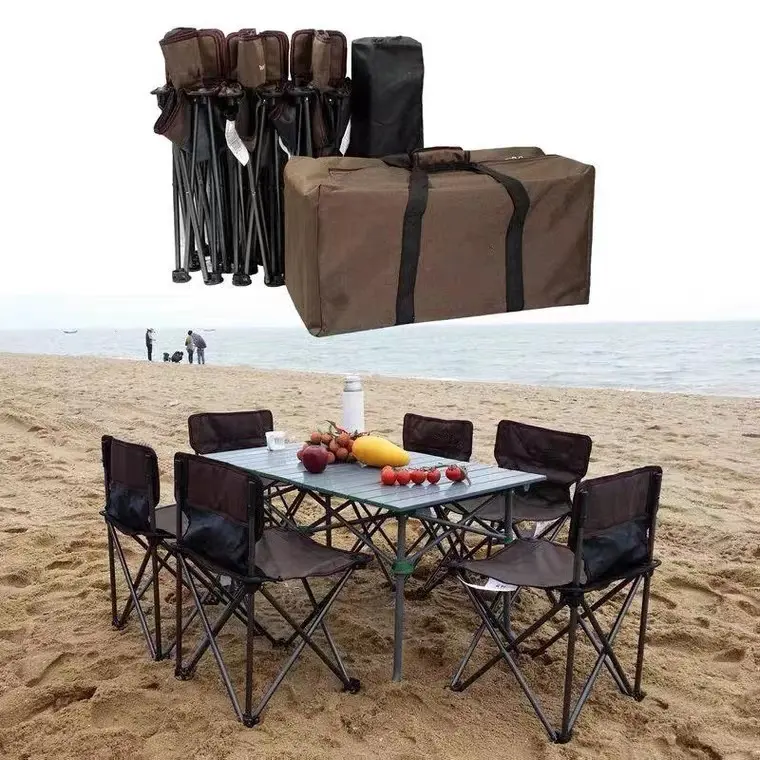 Aluminium legierung Mountain Outdoor Klapptisch Tragbarer Camping Picknick Esstisch mit Stühlen