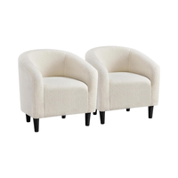 Ensemble de 2 chaises d'appoint Sherpa ivoire Chaises club en fourrure avec accoudoir rembourré doux pour salon chambre bureau ou salle d'attente