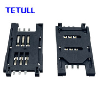 Support universel pour carte SIM 6 broches tout plastique, hauteur 2,8 mm, type couvercle rabattable, connecteur de fente pour cartes pour appareils intelligents