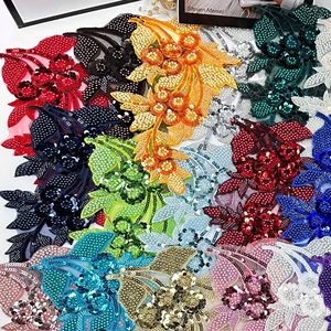 <span class=keywords><strong>Robe</strong></span> élégante brodée de sequins, avec des patchs décoratifs en dentelle et strass pour les épaules, et des patchs en dentelle filetée avec strass pour vêtements - Product Image 3