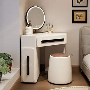 Интегрированный комод OEM 80 см с треугольными угловыми секциями, зеркалом с подсветкой для спальни, прикроватный столик, небольшой туалетный столик - Product Image 3