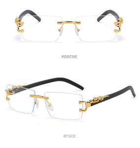 Gafas de Sol Rectangulares Modelo 666 Súper Populares, Gafas de Sol sin Montura con Lentes Tintadas Estilo Pantera, con Marco Metálico Blanco y Morado - Product Image 5