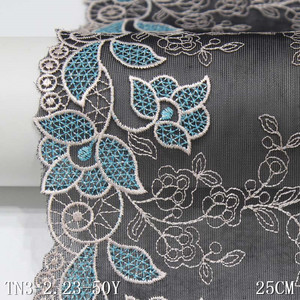 Dentelle brodée de 25cm, tissu en maille douce Polyester argent, dentelle brodée, <span class=keywords><strong>noir</strong></span>, de haute qualité, 1 pièce - Product Image 5