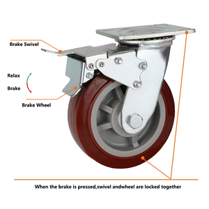 <span class=keywords><strong>Cage</strong></span> de rangement en maille métallique de haute qualité, 8 pouces, support pivotant, plaque de bouchon de frein, roue en PU rouge, roue de support en plastique en acier inoxydable - Product Image 3