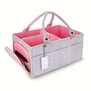 Portable Nursery Basket for Diapers Caddy Felt Diaper Caddy Organizer for <b>Baby</b> Stuff <b>Storage</b> - Product Image 1